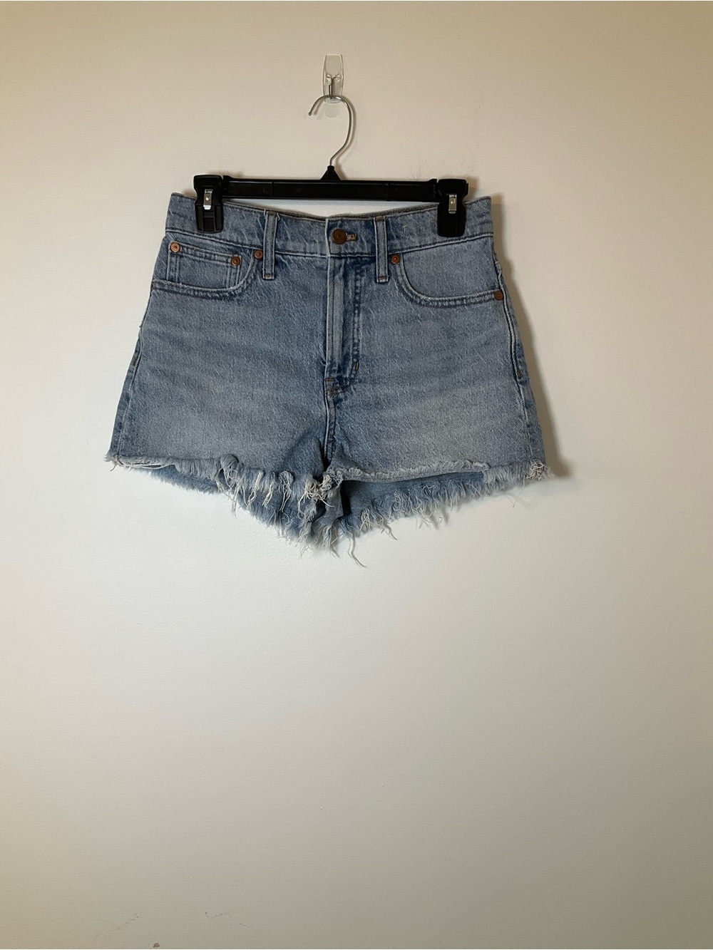 Madewell The Perfect Jean Short Frayed Hem Light Wash Size 26